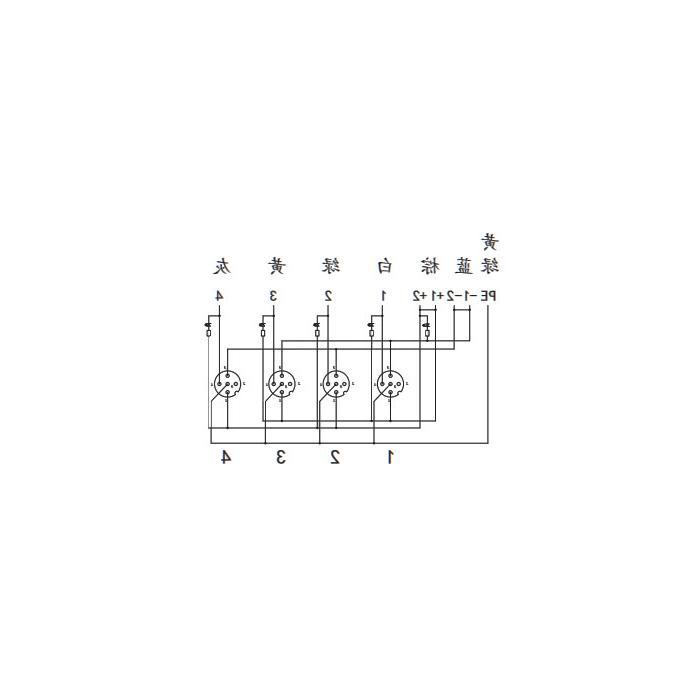 M12分线盒、单通道、NPN、4端口分体式、带LED、PCB端子带插头、24N4S9