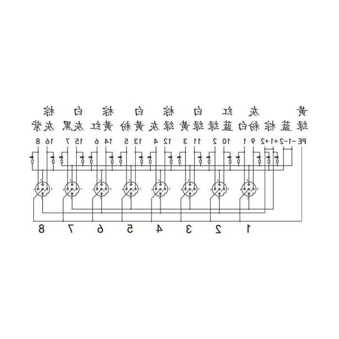 M12分线盒、双通道、PNP、8端口分体式、带LED、PCB端子、24P80N