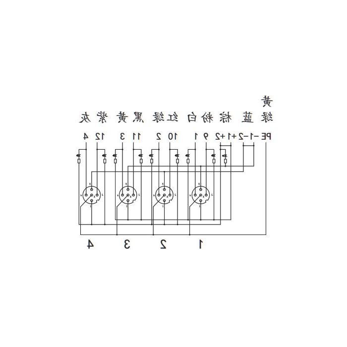 M12分线盒、双通道、NPN、4端口分体式、带LED、PCB端子带插头、24N4SG